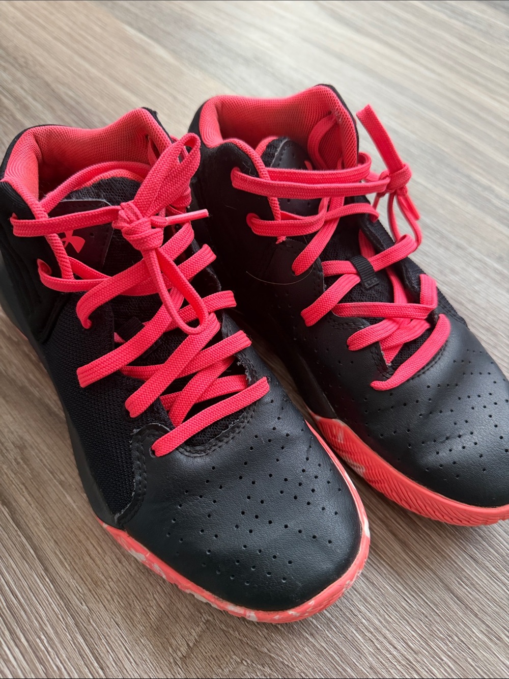 Under Armour Jet 21 Black and Pink Kids High-Top Basketball Sneakers